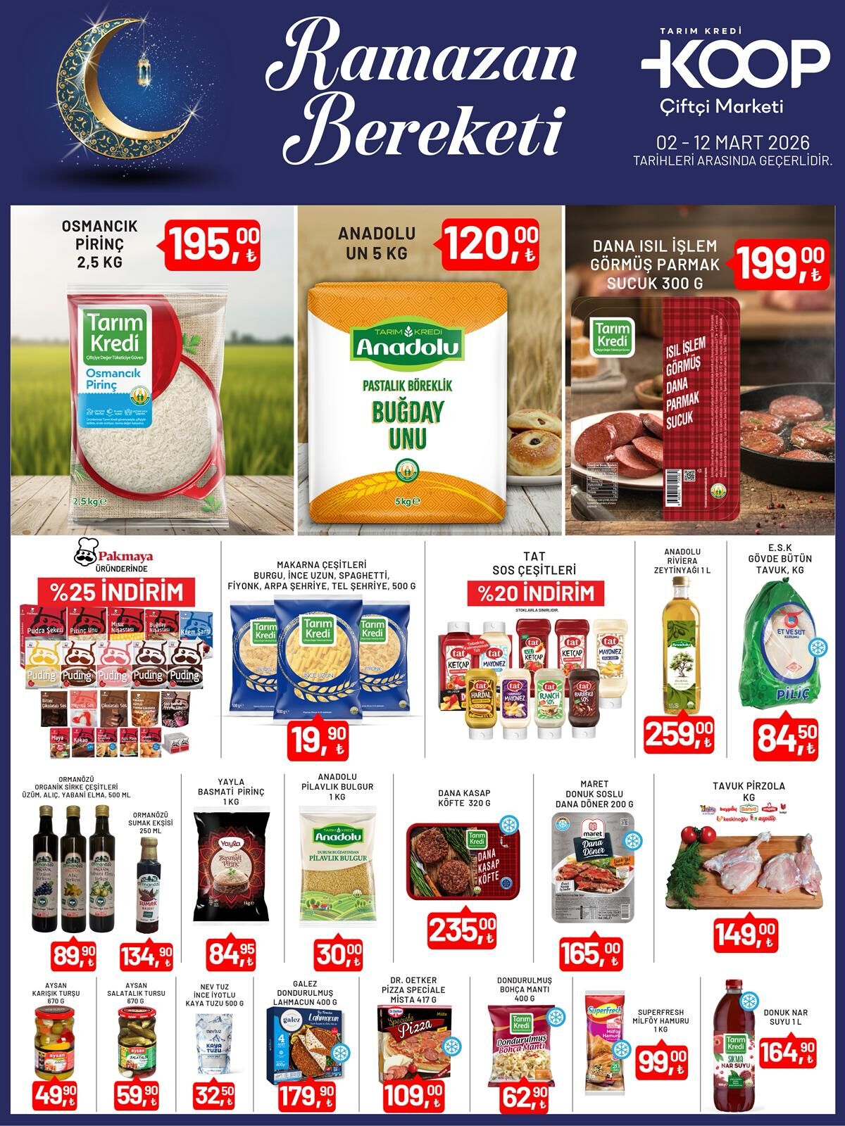 Tarım Kredi’de Pirinç, Un, Et Ve Tavuk Fiyatları Dibe Çekildi