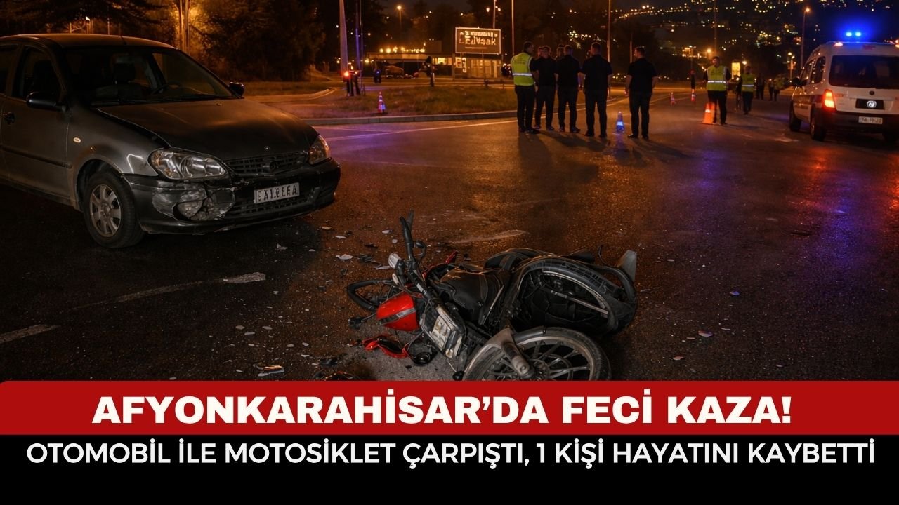 Afyonkarahisar’da Feci Kaza! Otomobil ile Motosiklet Çarpıştı, 1 Kişi Hayatını Kaybetti
