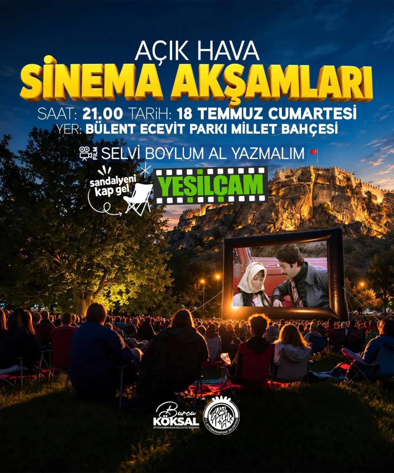 Afyonkarahisarda Acik Hava Sinemasi Keyfi Basliyor Yesilcam Klasigi Selvi Boylum Al Yazmalim Izleyiciyle Bulusacak 6A58E5E1E2Ce7
