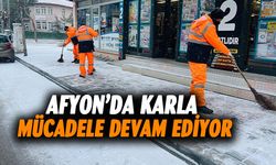 Afyonkarahisar'da karla mücadele devam ediyor