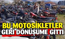 Yediemin otoparkındaki motosikletler geri dönüşüme gönderildi