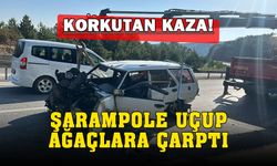 Şarampole girip ağaçlara çarpan otomobilde 4 kişi yaralandı