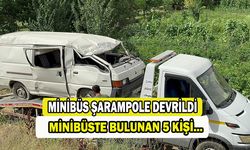 Şarampole devrilen minibüste üçü çocuk 5 kişi yaralandı.   