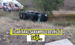 Şarampole devrilen hafif ticari araçta 7 kişi yaralandı   