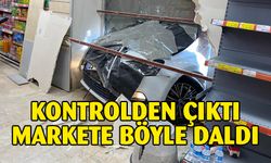 Kontrolden çıkan otomobil markete daldı