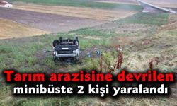 Tarım arazisine devrilen minibüste 2 kişi yaralandı