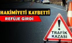 Refüje giren otomobilde 2 kişi yaralandı