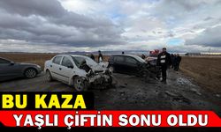 Otomobillerin kafa kafaya çarpıştığı kazada yaşlı çift hayatını kaybetti