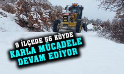 Afyonkarahisar’da 9 ilçe ve 56 köyde karla mücadele çalışmaları sürüyor