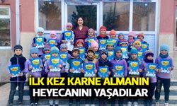 Minik öğrenciler ilk kez karne almanın sevincini yaşadı