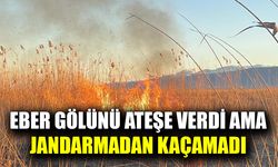 Eber Gölü’nü yakmaya çalışan şahsı jandarma yakalandı