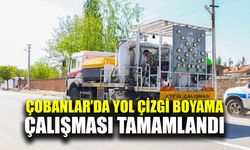 Çobanlar’da yol çizgi boyama çalışması tamamlandı
