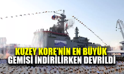 Kuzey Kore'nin en büyük gemisi indirilirken devrildi