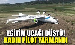 Eğitim uçağı düştü kadın pilot yaralandı