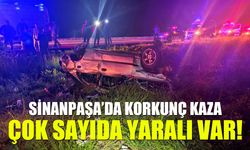 Sinanpaşa'da otomobil şarampole devrildi: Çok sayıda yaralı var!