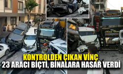 Kontrolden çıkan vinç araçları biçti