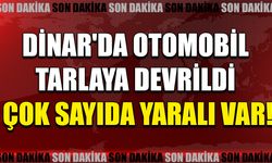 Dinar'da otomobil tarlaya devrildi: Çok sayıda yaralı var!