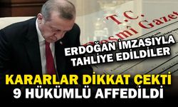 Cumhurbaşkanı Kararları ile 9 Hükümlünün Cezaları Kaldırıldı