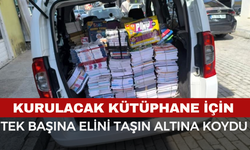 Kurulacak yeni kütüphane için tek başına elini taşın altına koydu