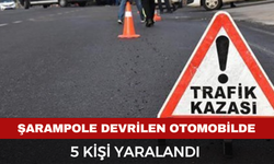 Şarampole devrilen otomobilde 5 kişi yaralandı