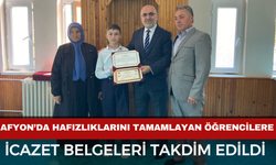 Afyon’da Hafızlıklarını Tamamlayan Öğrencilere İcazet Belgeleri Takdim Edildi