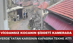 Vicdansız kocanın karısını darp ettiği anlar kamerada