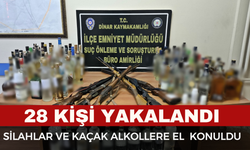 Afyon'da 28 Aranan Şahıs Yakalandı, Silah ve Kaçak Alkole El Konuldu