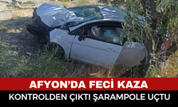 Afyonkarahisar’da Feci Kaza: Şarampole Devrilen Otomobilde 2 Kişi Yaralandı