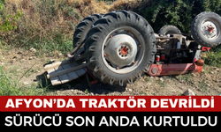 Afyonkarahisar’da Devrilen Traktörün Altında Kalmaktan Son Anda Kurtuldu