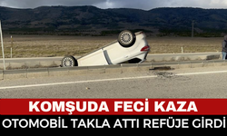 Feci Kaza: Otomobil Takla Attı, 5 Kişi Yaralandı
