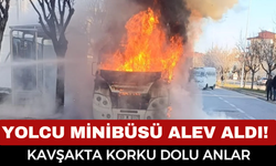 Afyonkarahisar’da Yolcu Minibüsü Alev Aldı! Kavşakta Korku Dolu Anlar