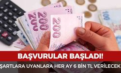 Başvurular başladı: Şartlara uyanlara her ay 6 bin TL verilecek