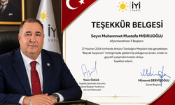 Başkan Mısırlıoğlu'na Genel Merkezden Teşekkür Belgesi