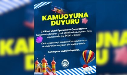 Afyonkarahisar Belediyesi'nden Son Dakika Duyurusu: 23 Nisan Çocuk Etkinlikleri İptal Edildi!