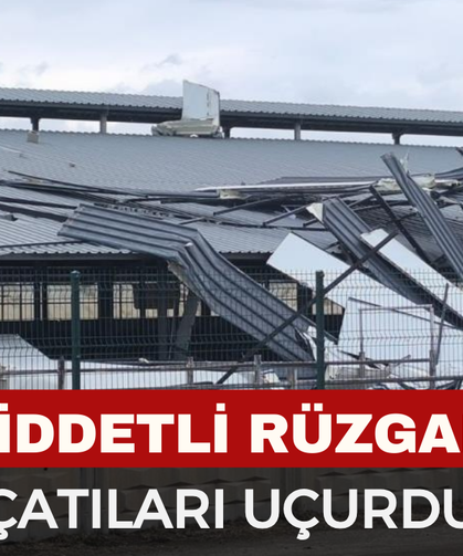 Afyon'da şiddetli rüzgar işyerinin çatısını ucurdu