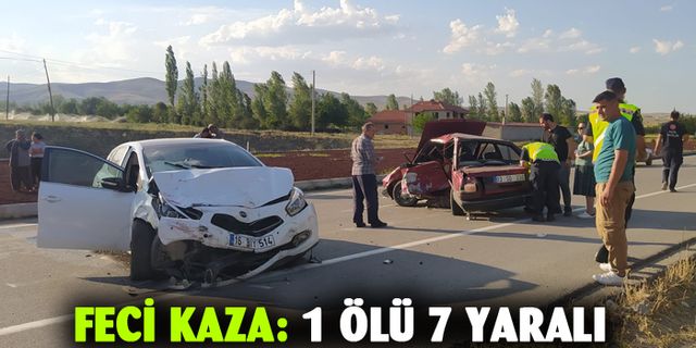 İki otomobilin çarpıştığı kazada 1 kişi öldü, 7 kişi yaralandı