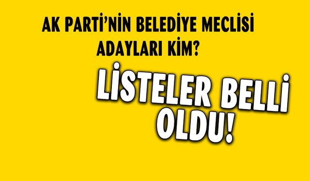 AK Parti'nin Belediye Meclis Üyesi Aday Listesi Belli Oldu