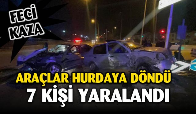 İki otomobilin çarpıştığı trafik kazasında 7 kişi yaralandı