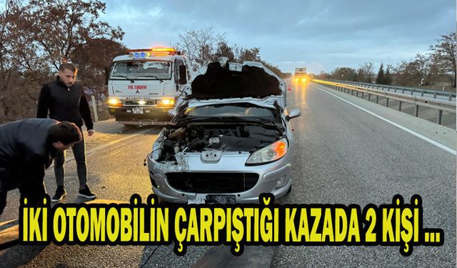 İKİ OTOMOBİLİN ÇARPIŞTIĞI KAZADA 2 KİŞİ YARALANDI