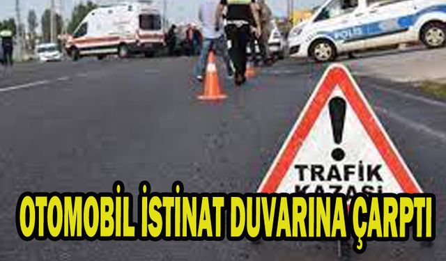 İSTİNAT DUVARINA ÇARPIP DEVRİLEN OTOMOBİLDE 2 KİŞİ YARALANDI