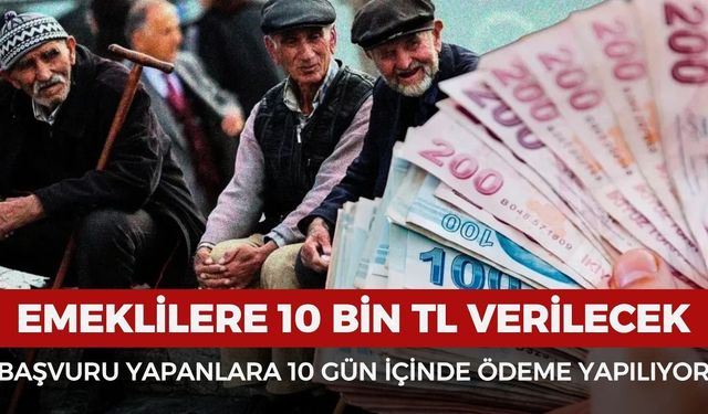 Emeklilere 10 bin TL verilecek! Başvuru yapanlara kısa sürede ödeme yapılıyor