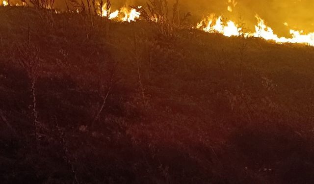 Afyonkarahisar’da anız yangını seferberliği! Köy sakinleri itfaiyeye siper oldu
