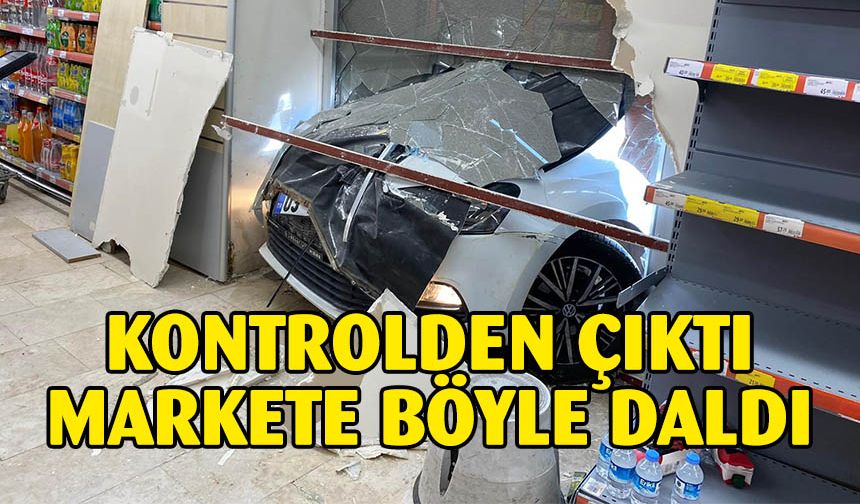 Kontrolden çıkan otomobil markete daldı