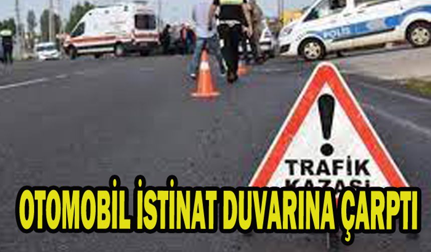 İSTİNAT DUVARINA ÇARPIP DEVRİLEN OTOMOBİLDE 2 KİŞİ YARALANDI