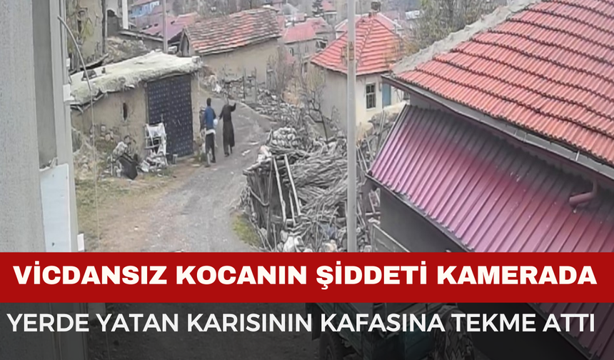 Vicdansız kocanın karısını darp ettiği anlar kamerada