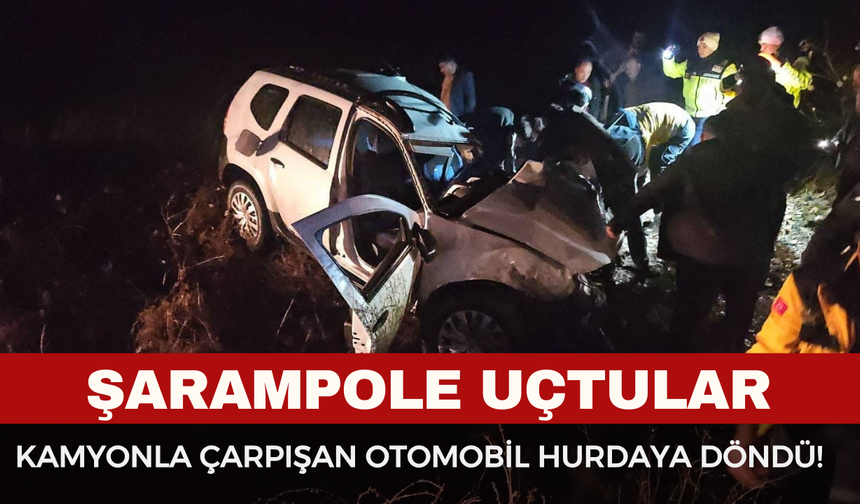 Dinar’da Feci Kaza! Otomobil Hurdaya Döndü