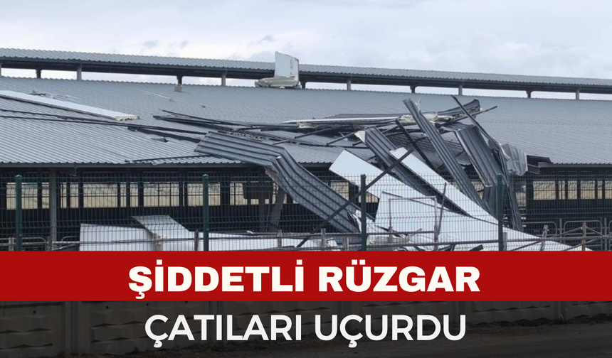 Afyon'da şiddetli rüzgar işyerinin çatısını ucurdu