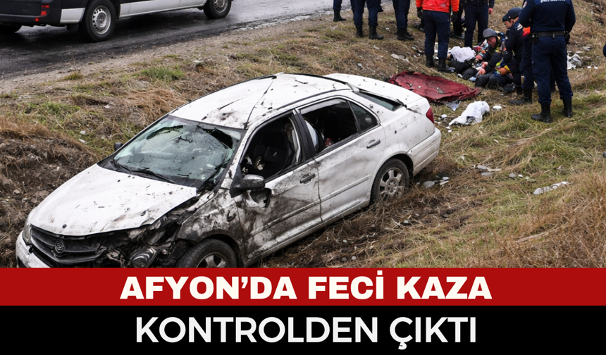 Afyonkarahisar’da Şarampole Yuvarlanan Araç; Yaralılar Var