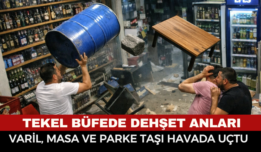 Afyon'da Tekel Bayisinde Dehşet Anları! Varil, Parke Taşı ve Masa Havada Uçuştu