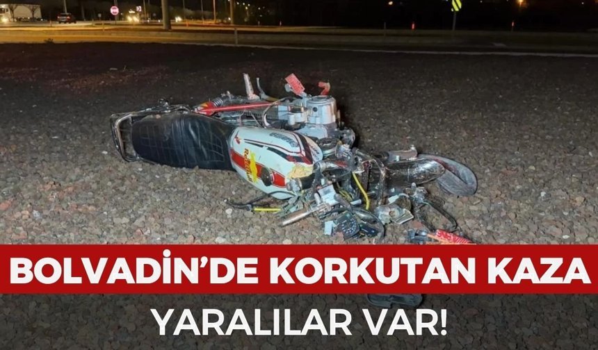 Bolvadin’de kontrolden çıkan motosiklet refüje çarptı: Yaralılar var!